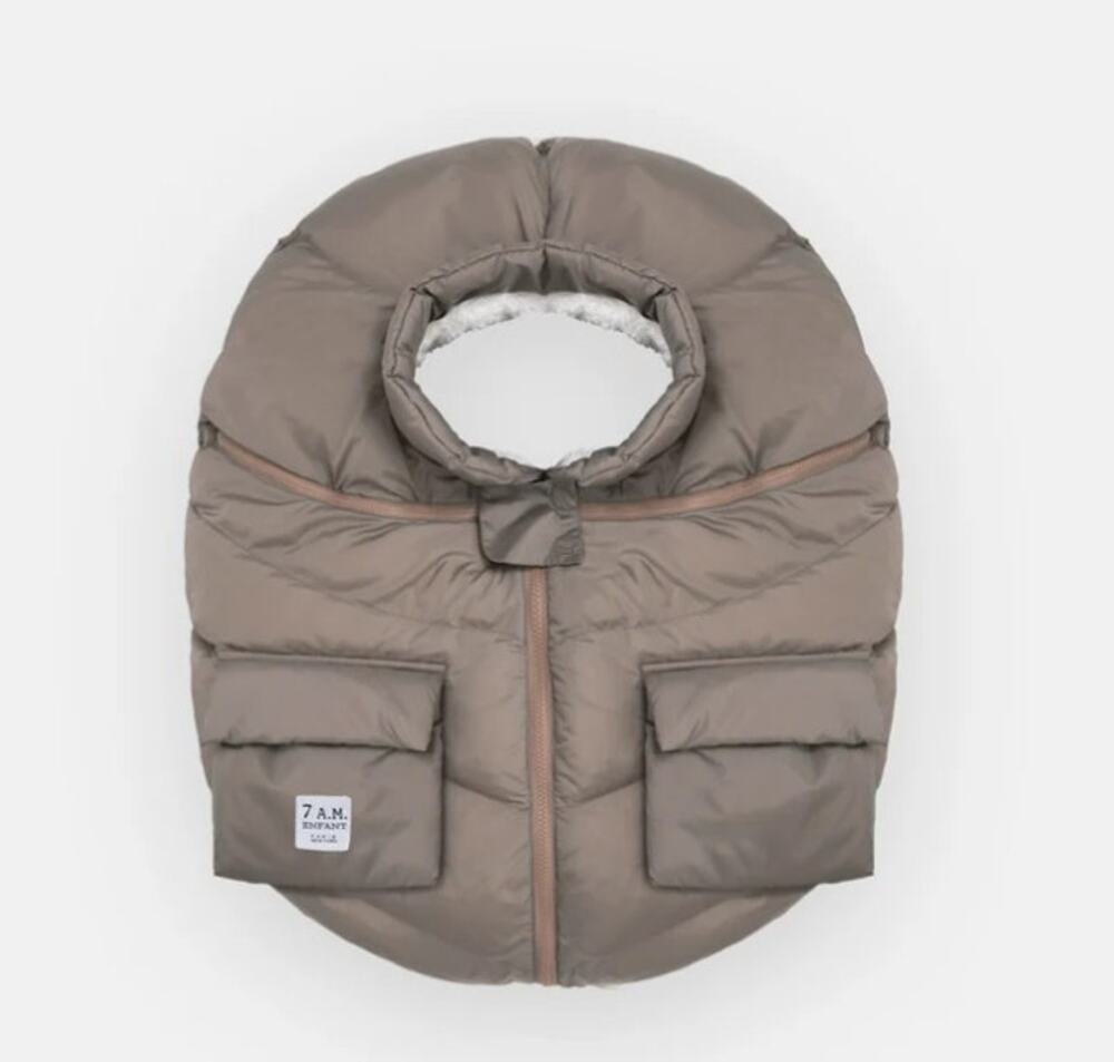 7AM Enfant Car Seat Cover Cocoon Puffy Fleece 0-12 Months Chestnut Brown NEW